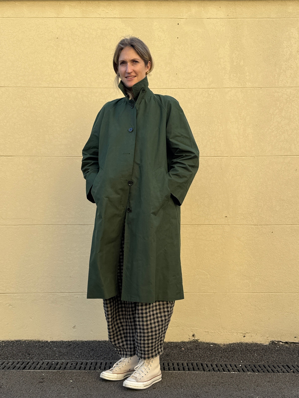 Water Resistant 100% Cotton Oilskin Overcoat - Dark Green