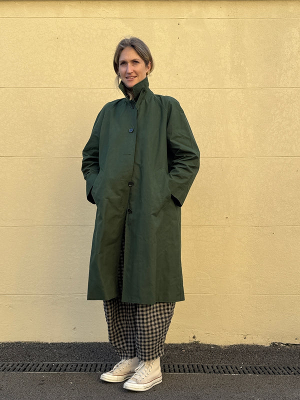 Water Resistant 100% Cotton Oilskin Overcoat - Dark Green
