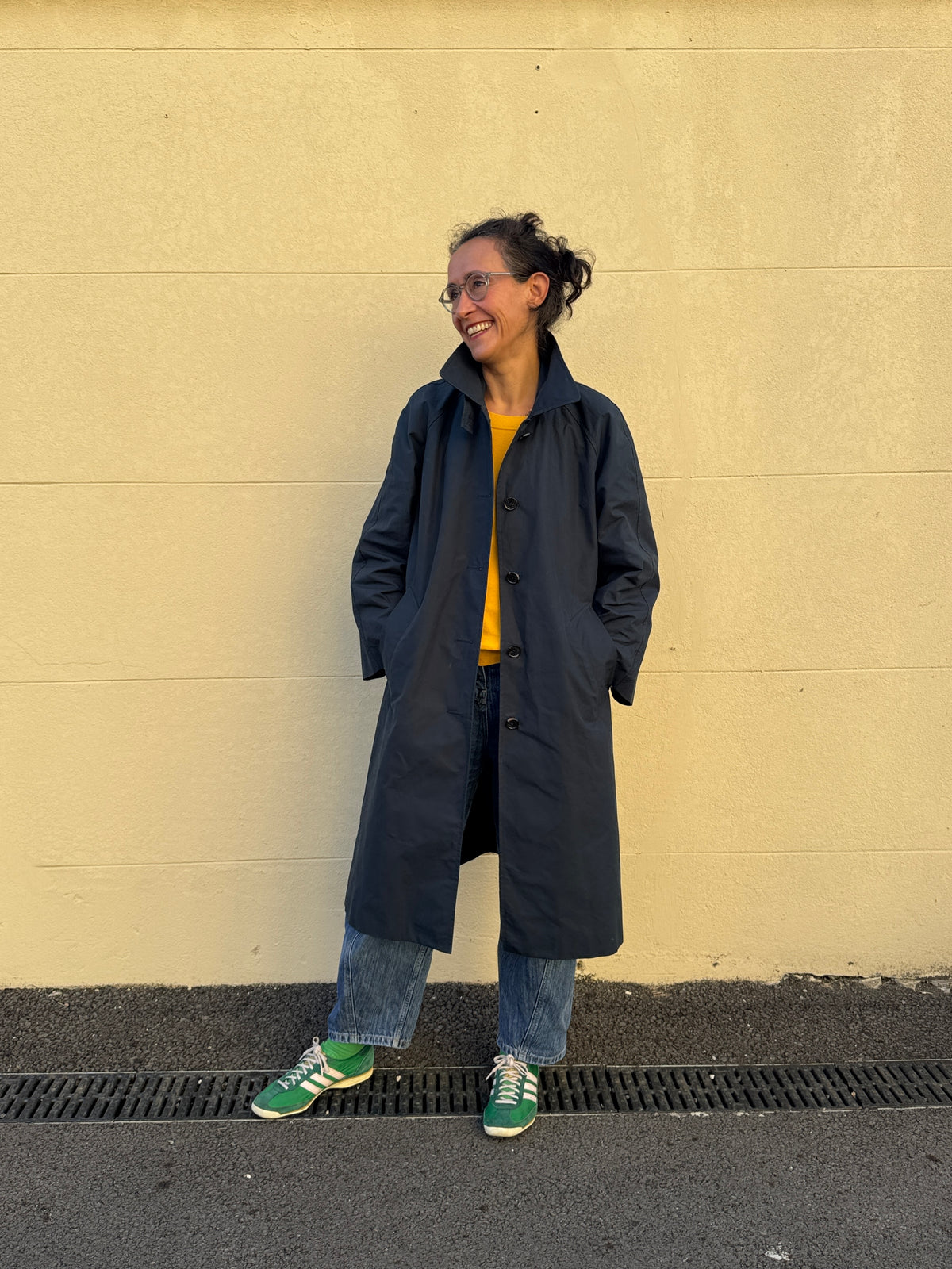Water Resistant 100% Cotton Oilskin Overcoat - Navy