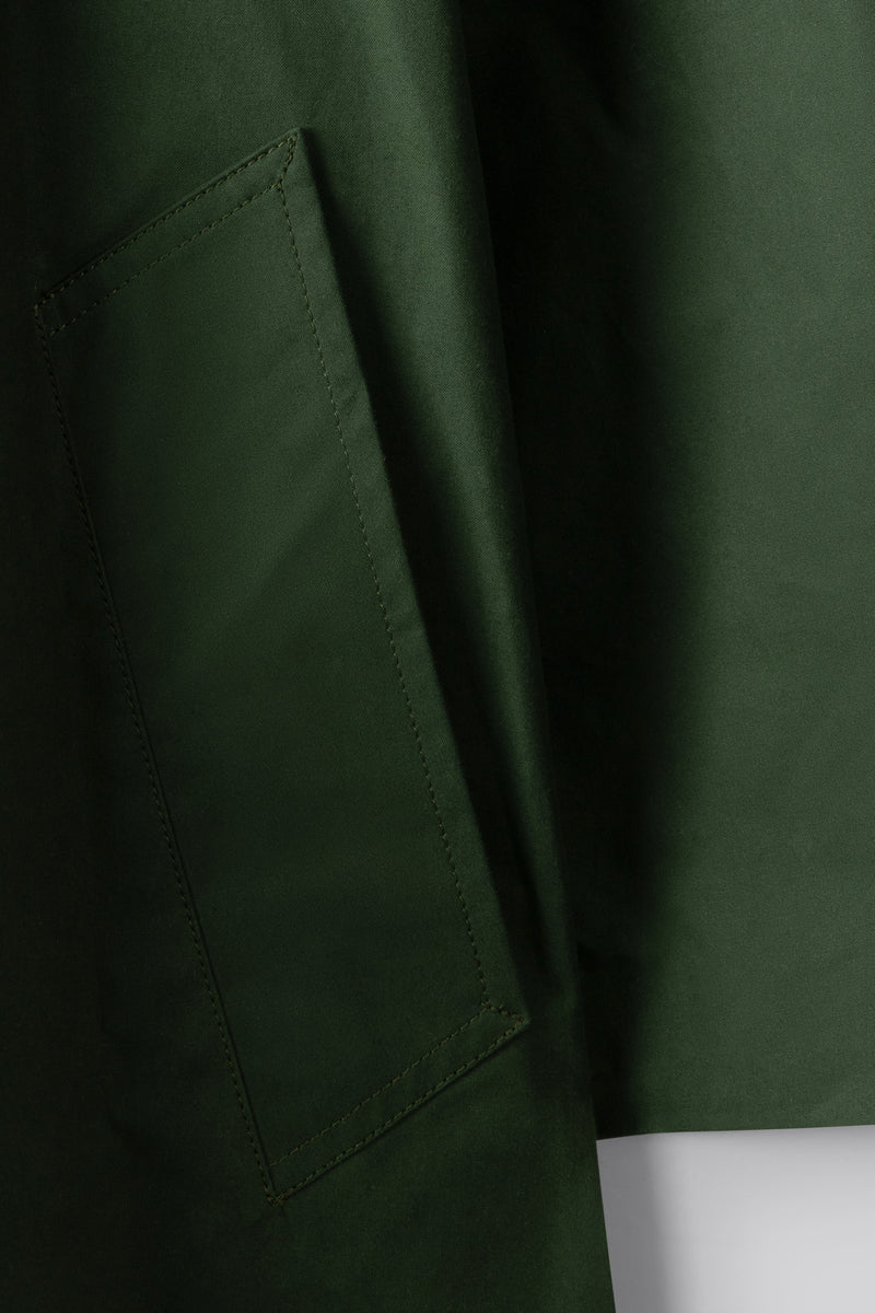 Water Resistant 100% Cotton Oilskin Overcoat - Dark Green