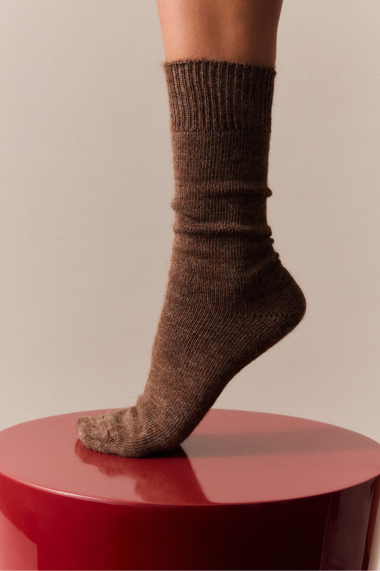 Treacle Brown Alpaca Socks - M