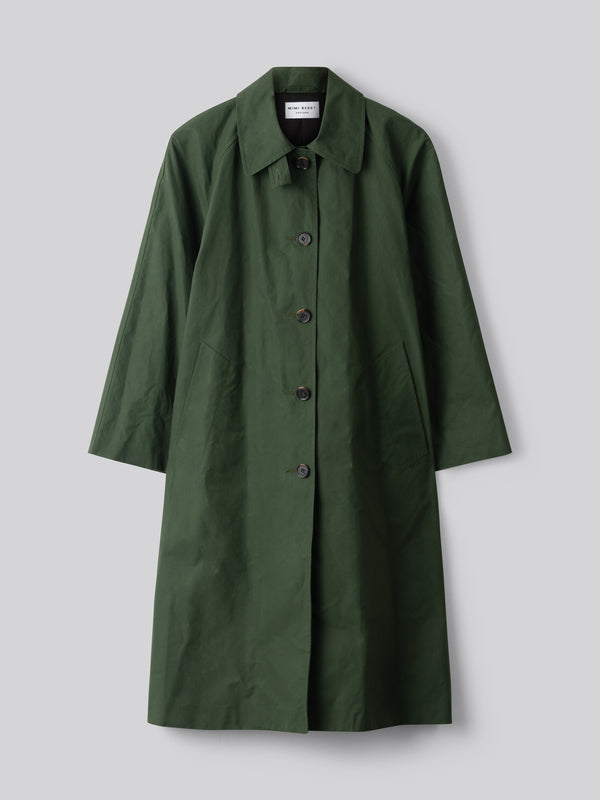 Water Resistant 100% Cotton Oilskin Overcoat - Dark Green