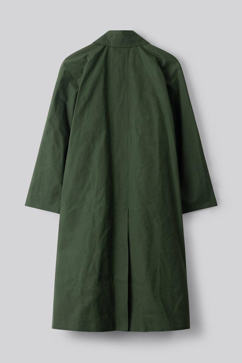 Water Resistant 100% Cotton Oilskin Overcoat - Dark Green