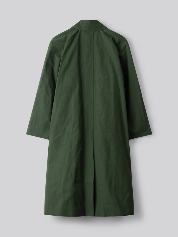 Water Resistant 100% Cotton Oilskin Overcoat - Dark Green