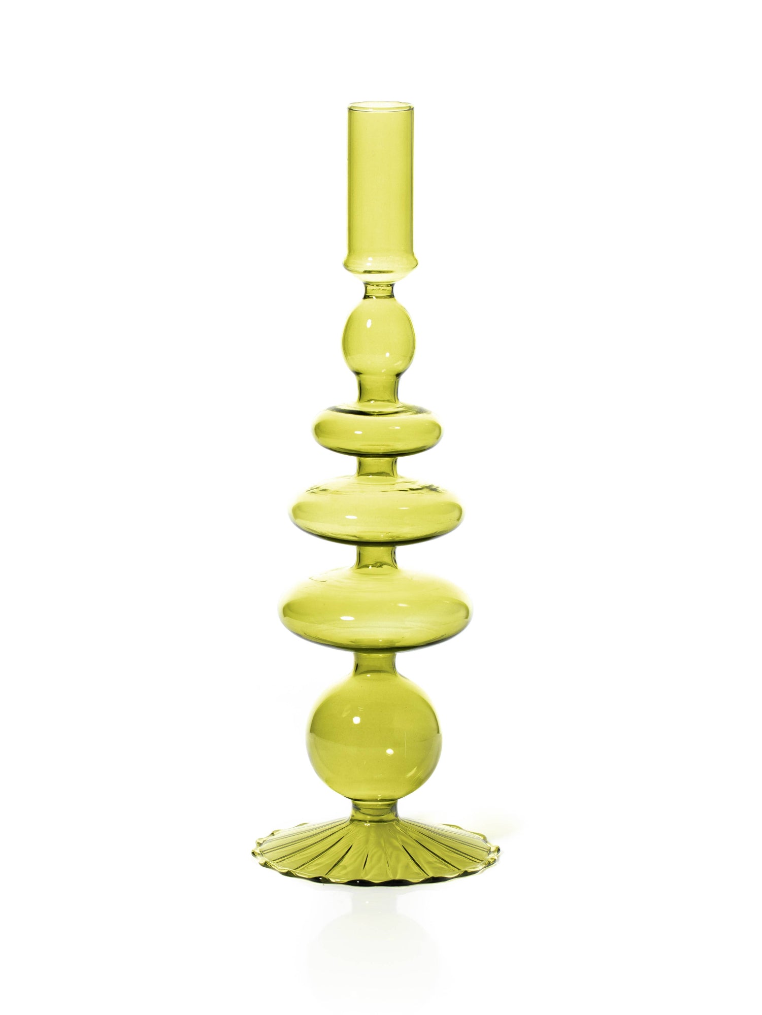Maegen Glass Candle Holder - Pear Green