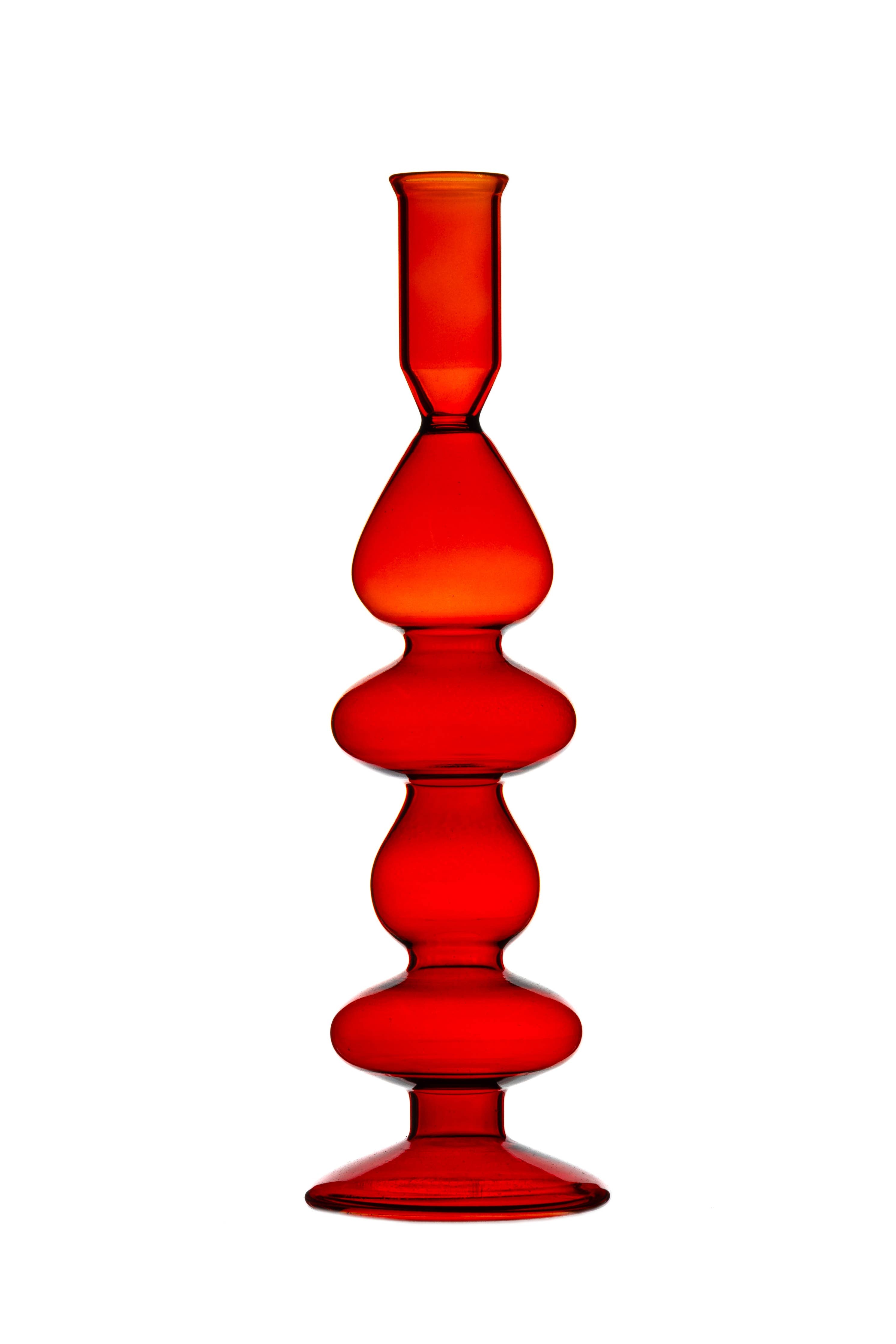Large Red Glass Candlestick
