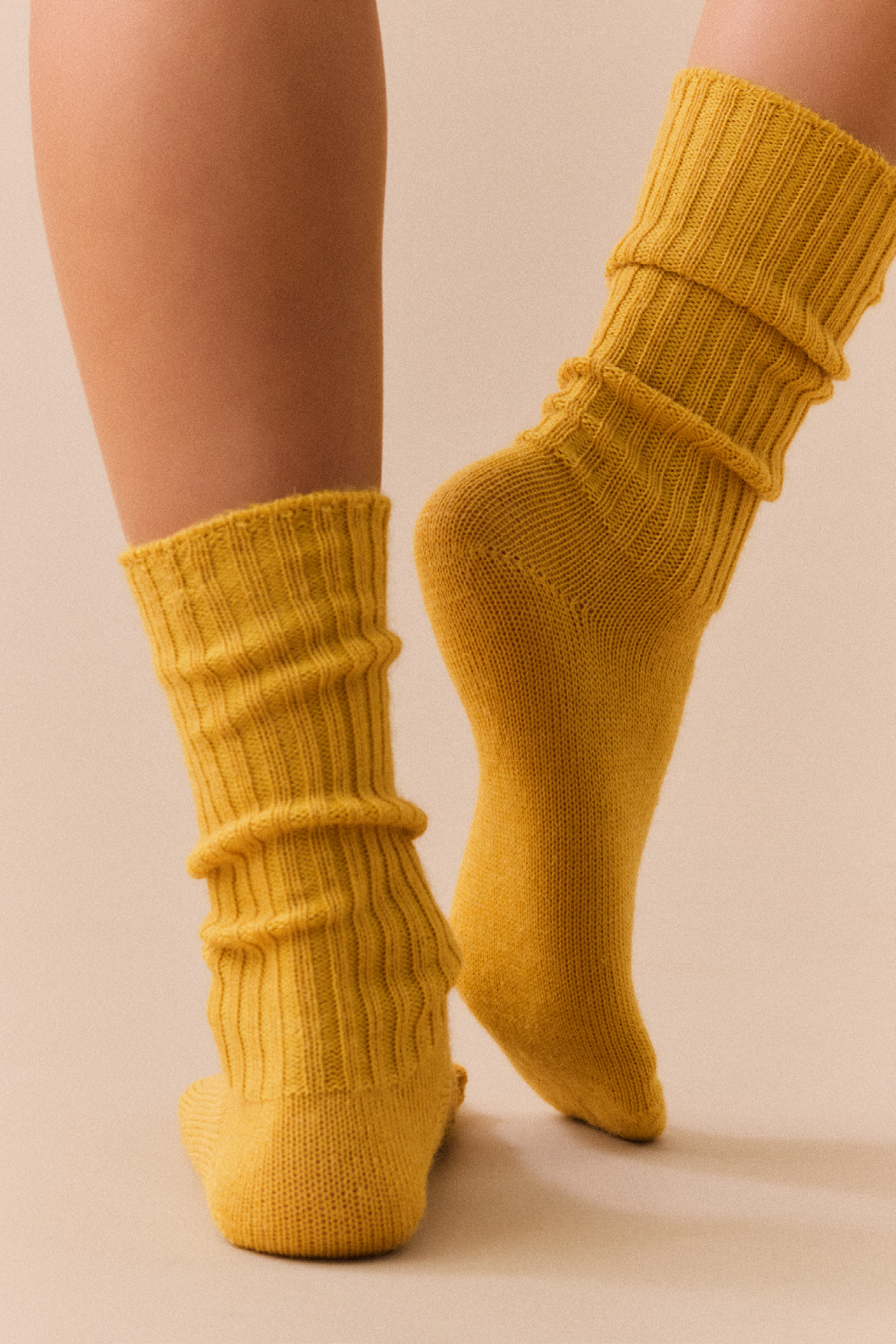 Golden Yellow Mohair Socks: Medium (UK 8-10)