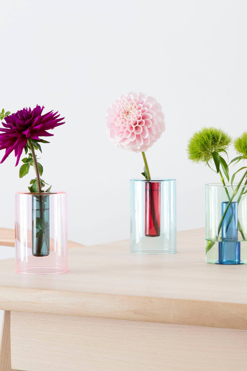 Reversible Glass Vase - Small: Mint/Violet