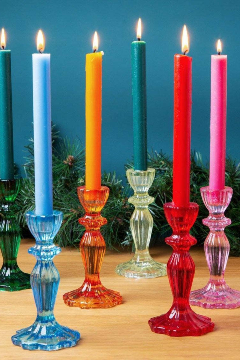 Dark Green Glass Candle Holder