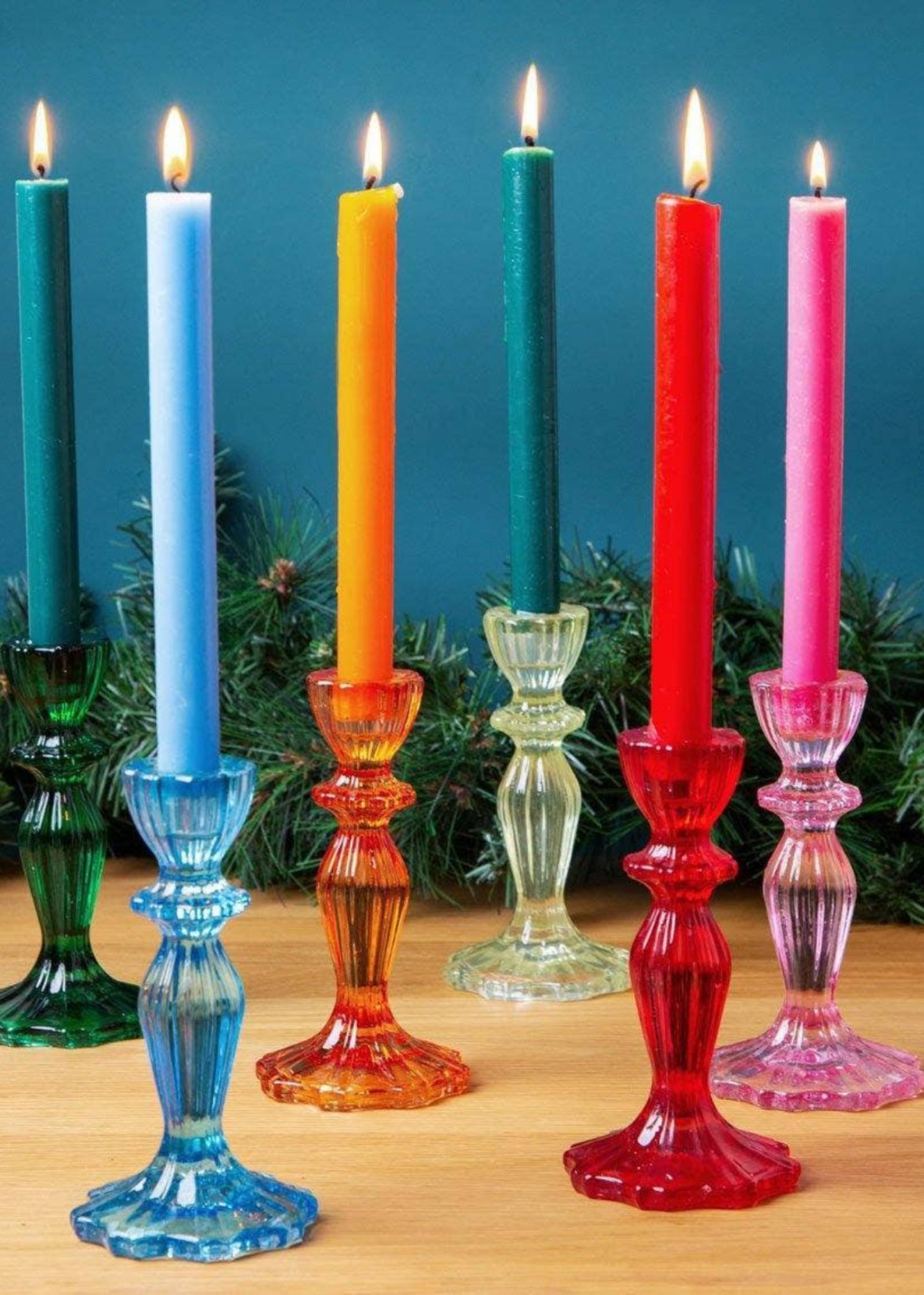 Dark Green Glass Candle Holder