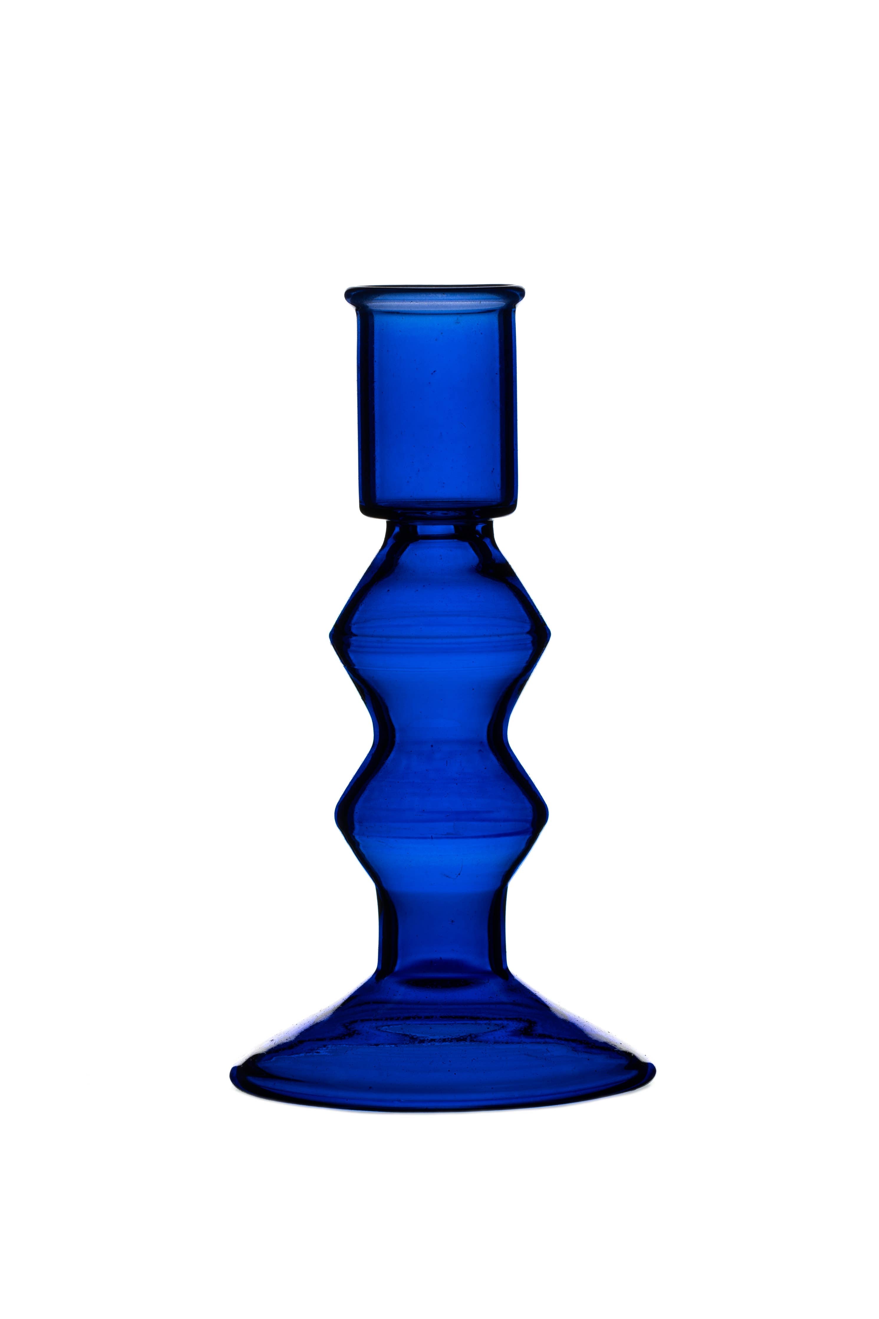 Marge Blue Glass Candlestick