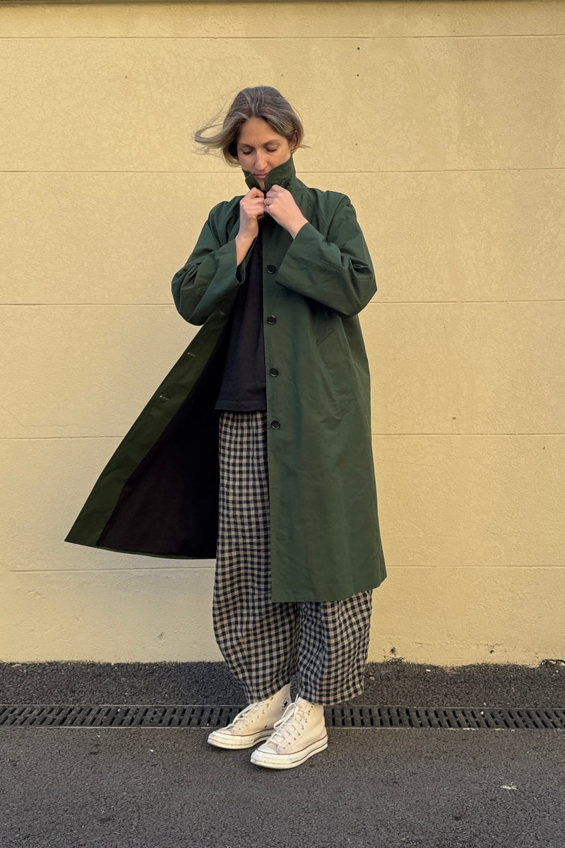 Water Resistant 100% Cotton Oilskin Overcoat - Dark Green