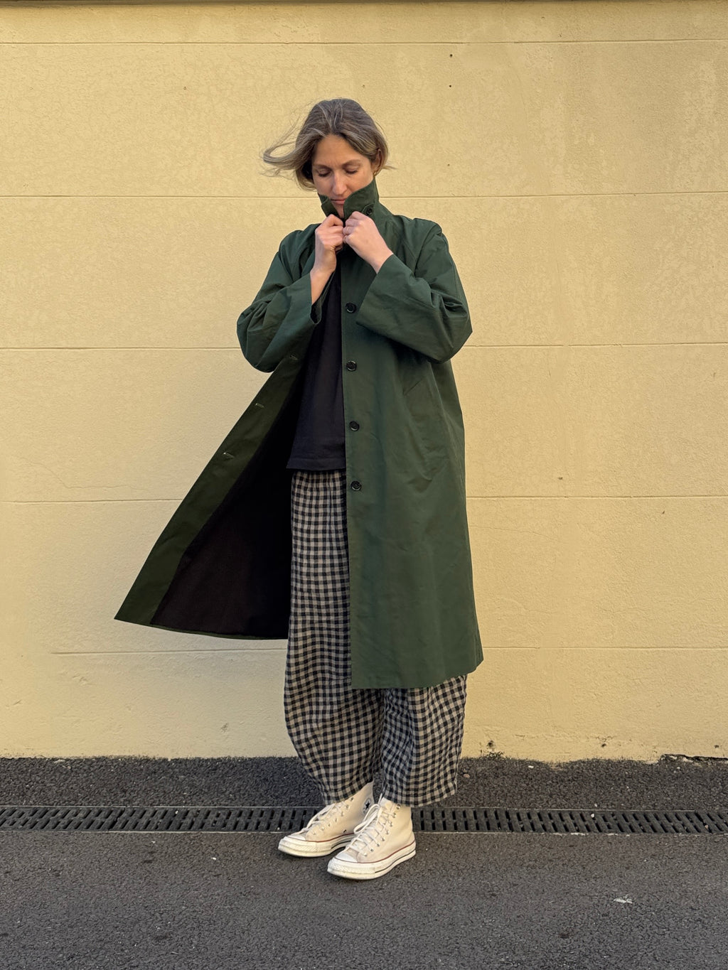 Water Resistant 100% Cotton Oilskin Overcoat - Dark Green