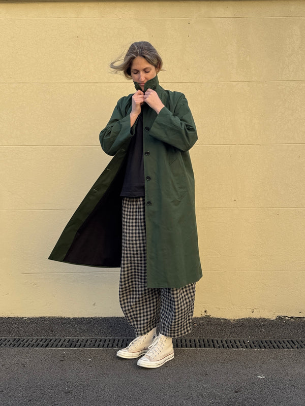 Water Resistant 100% Cotton Oilskin Overcoat - Dark Green