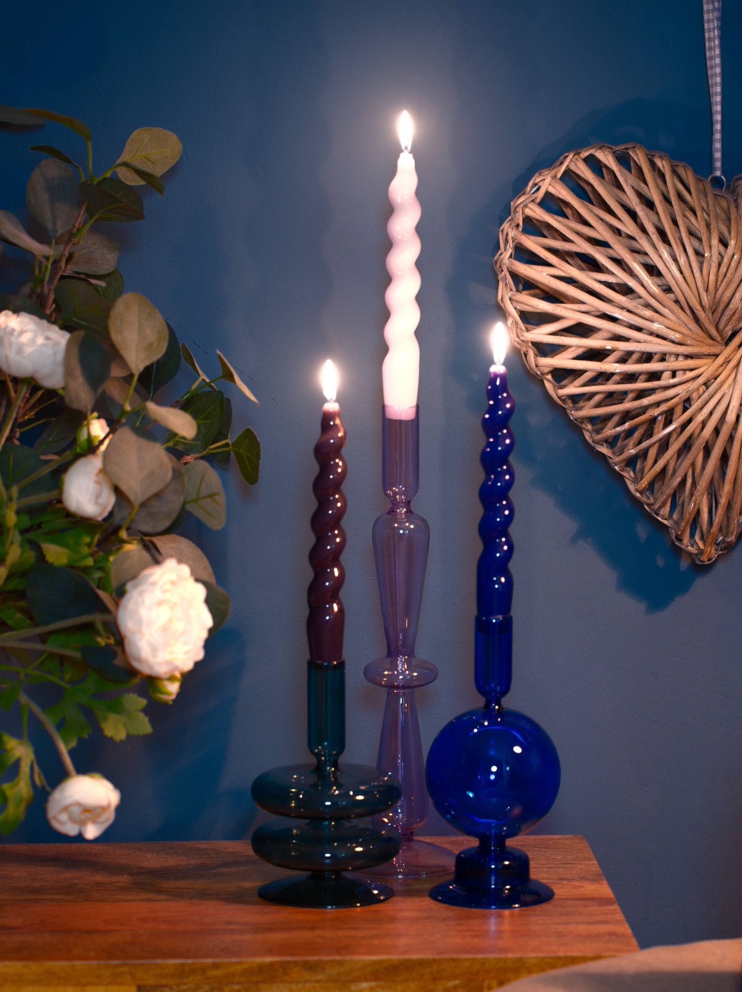 Maegen Glass Candle Holder - Ocean Teal