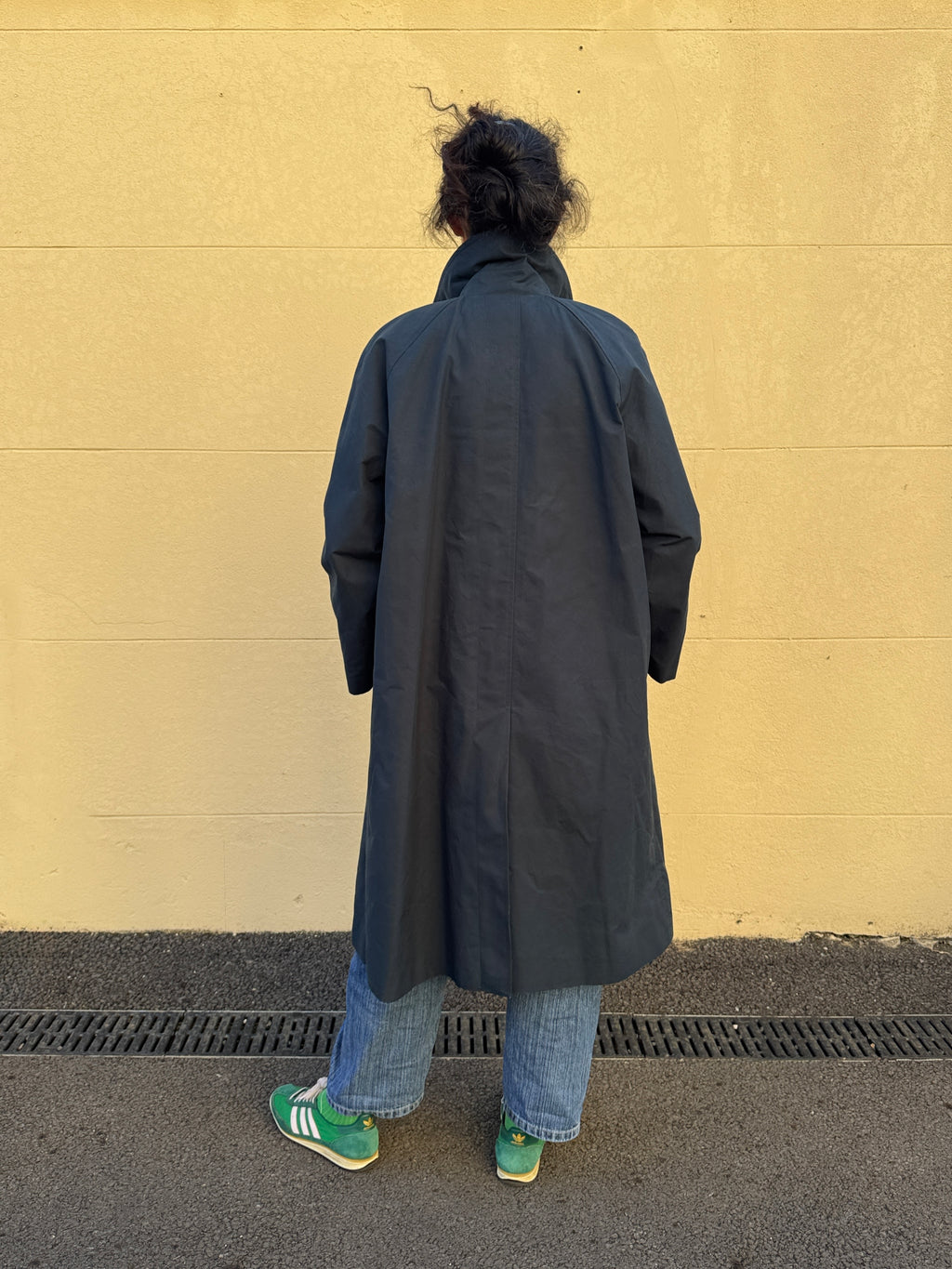 Water Resistant 100% Cotton Oilskin Overcoat - Navy