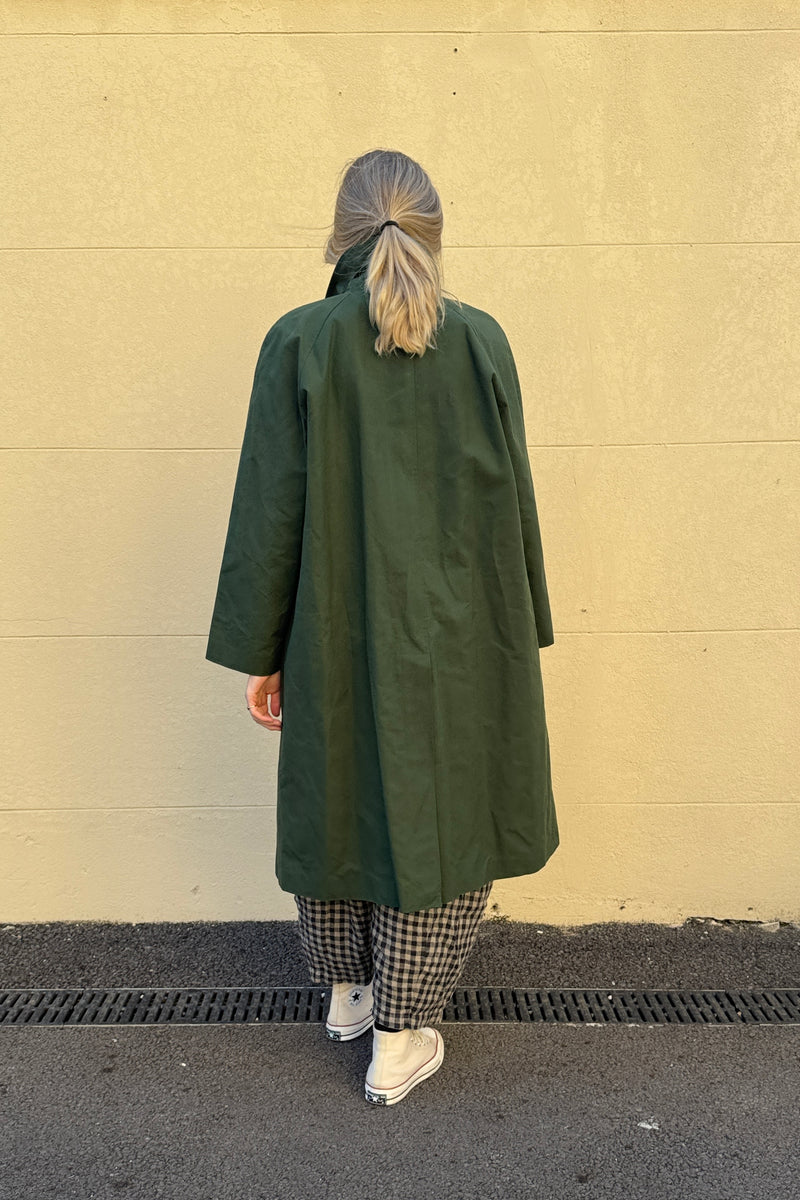 Water Resistant 100% Cotton Oilskin Overcoat - Dark Green