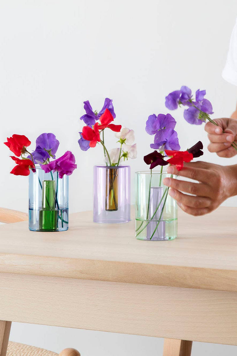 Reversible Glass Vase - Small: Mint/Violet