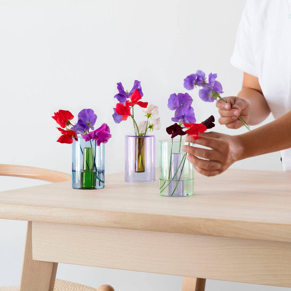 Reversible Glass Vase - Small: Mint/Violet