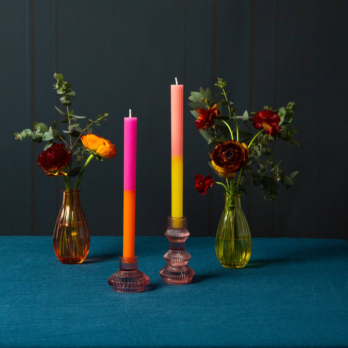 Pair of Ombre wax Candles - Pink