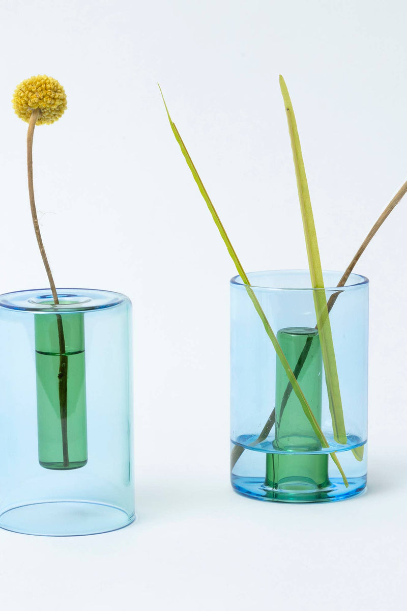 Reversible Glass Vase - Small: Mint/Violet