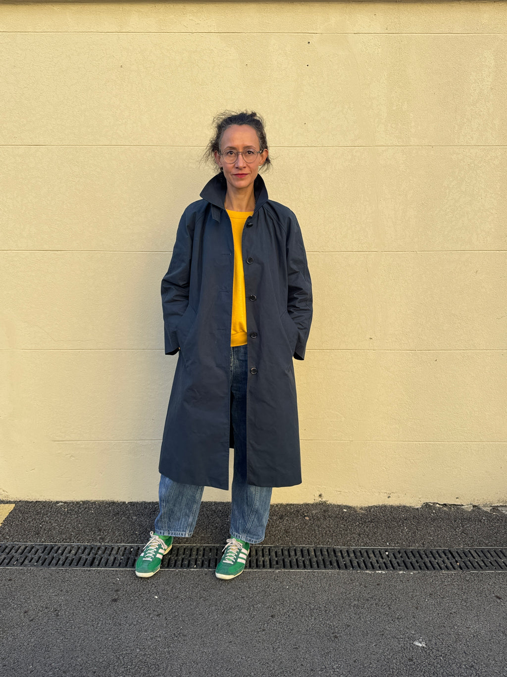 Water Resistant 100% Cotton Oilskin Overcoat - Navy
