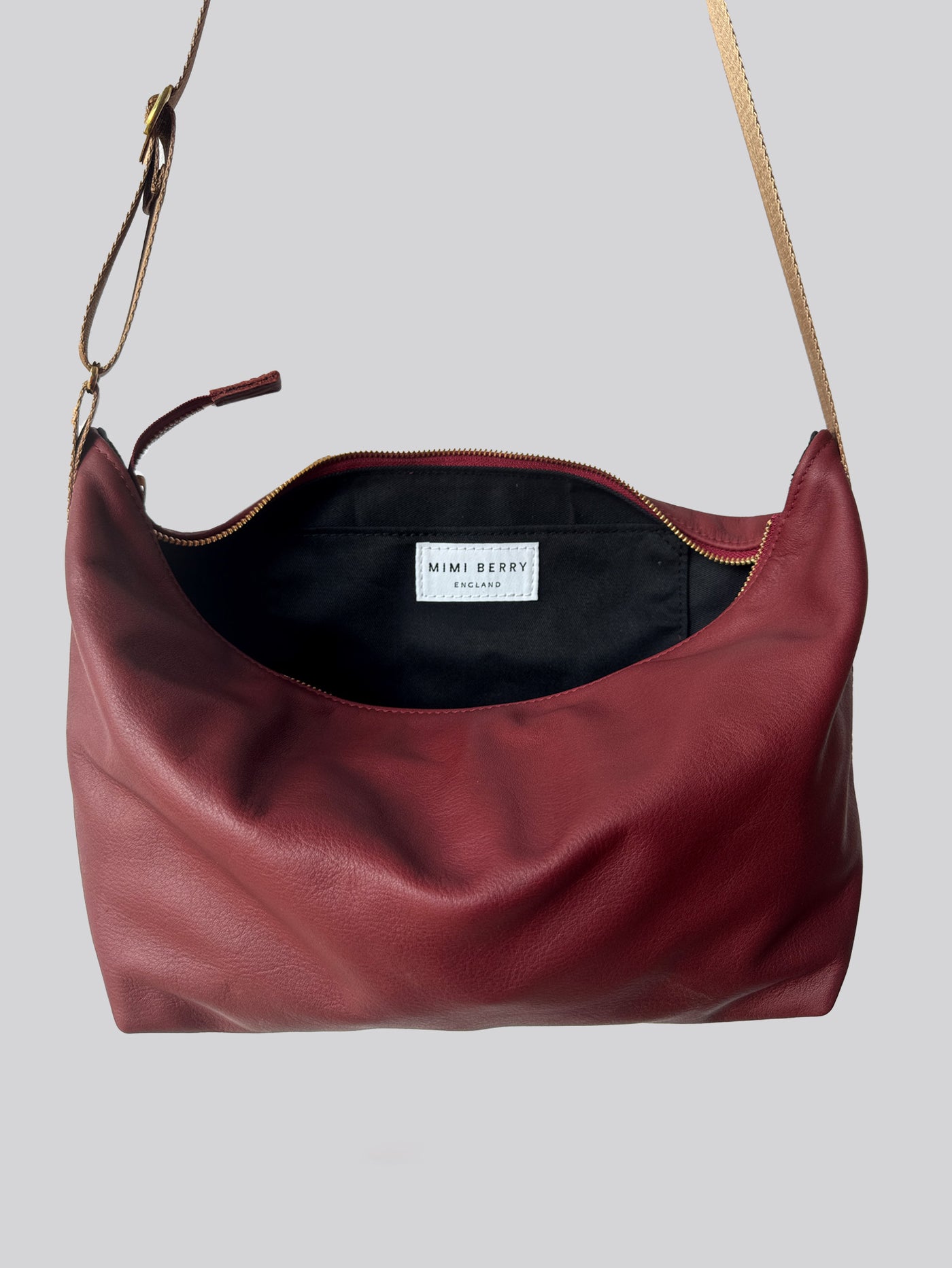A4 - Merlot Leather with Tan Webbing}