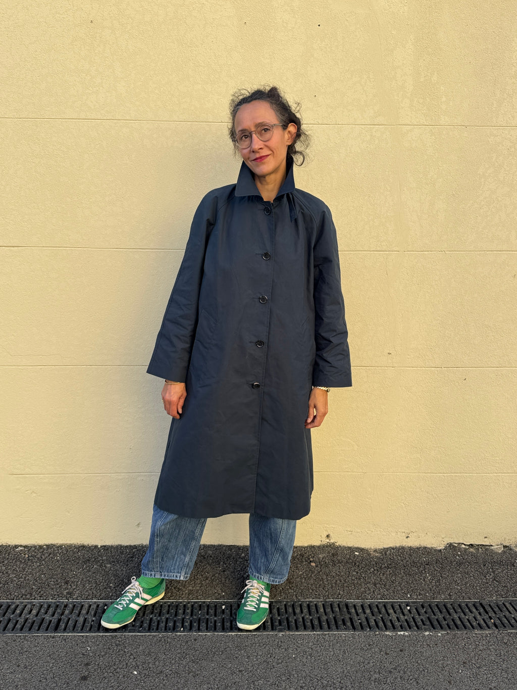 Water Resistant 100% Cotton Oilskin Overcoat - Navy