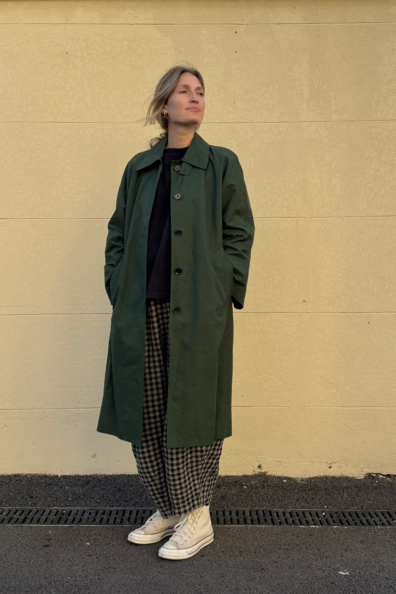 Water Resistant 100% Cotton Oilskin Overcoat - Dark Green