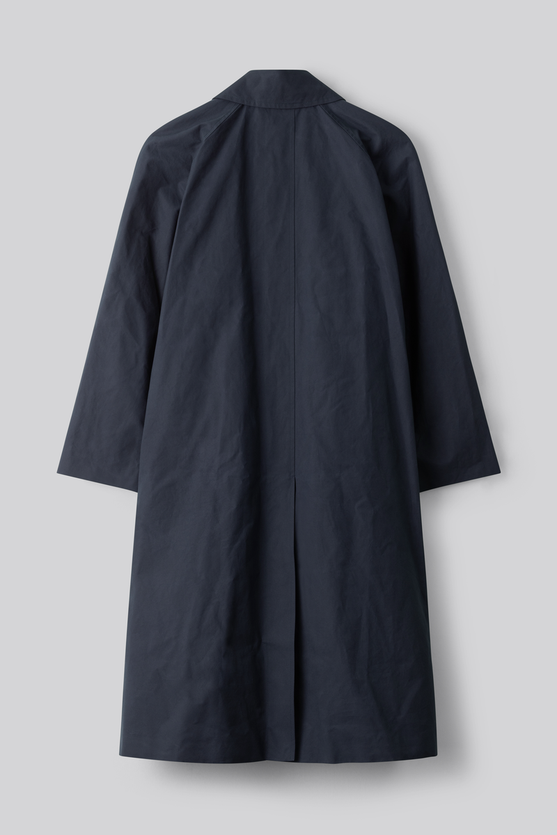 Water Resistant 100% Cotton Oilskin Overcoat - Navy
