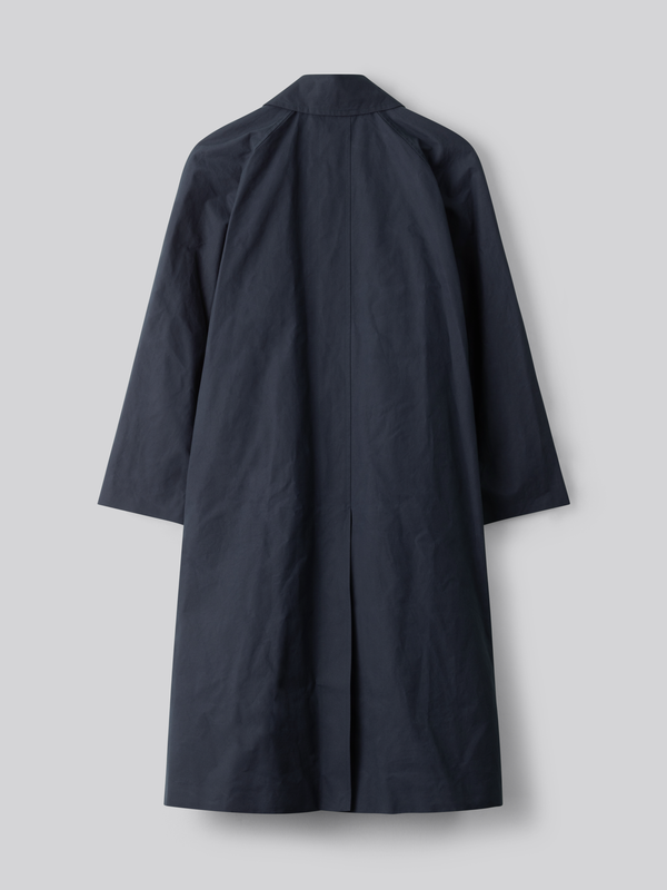 Water Resistant 100% Cotton Oilskin Overcoat - Navy