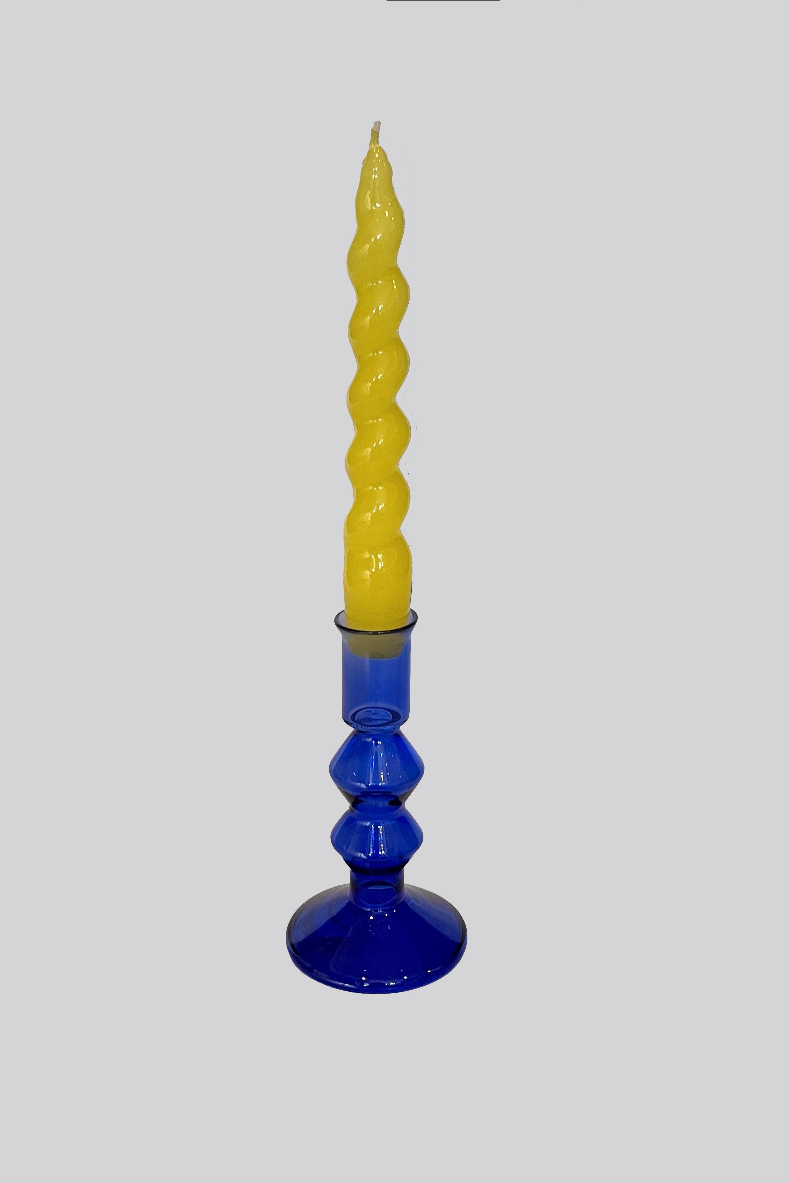 Medium Blue Glass Candlestick