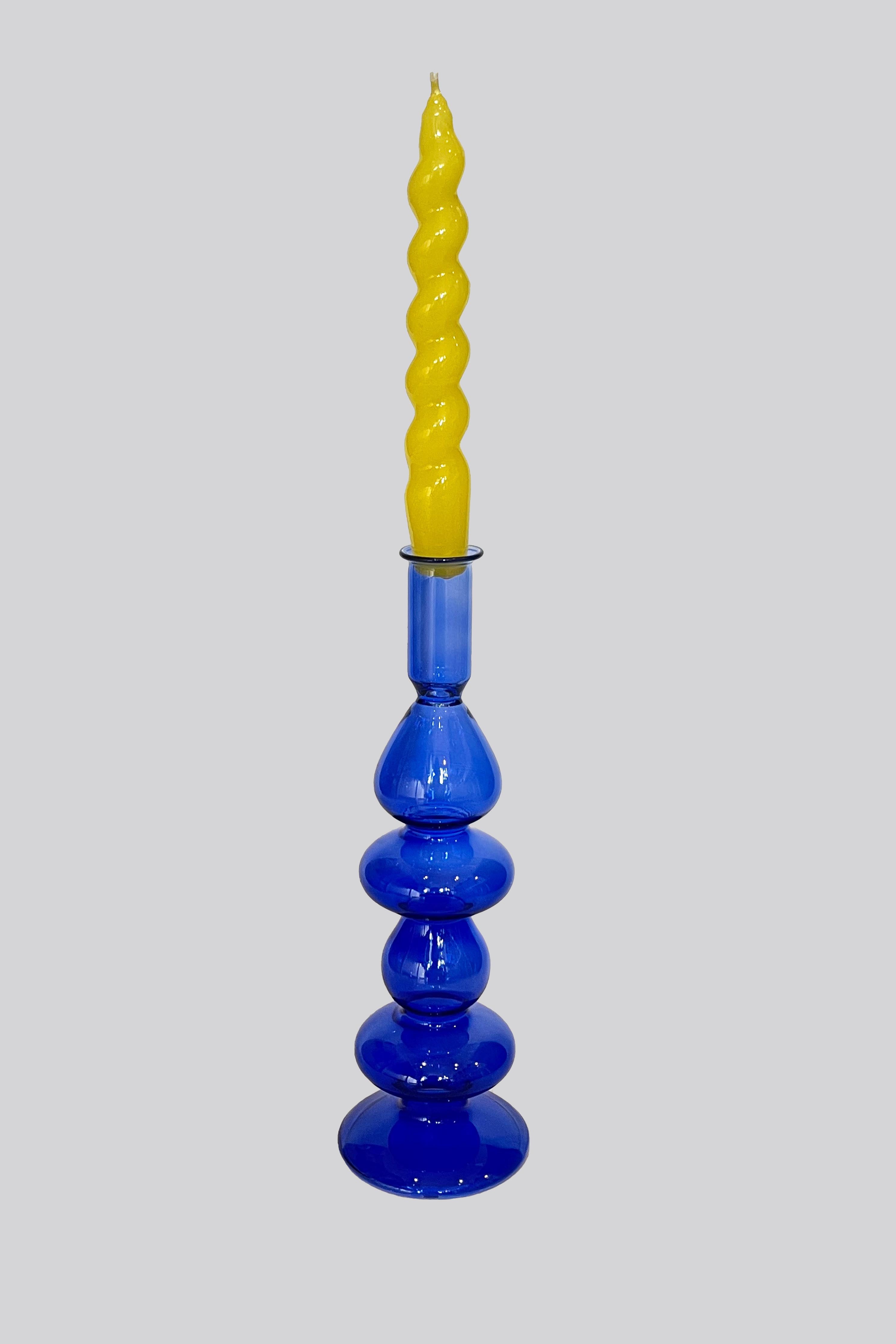 Large Blue Glass Candlestick