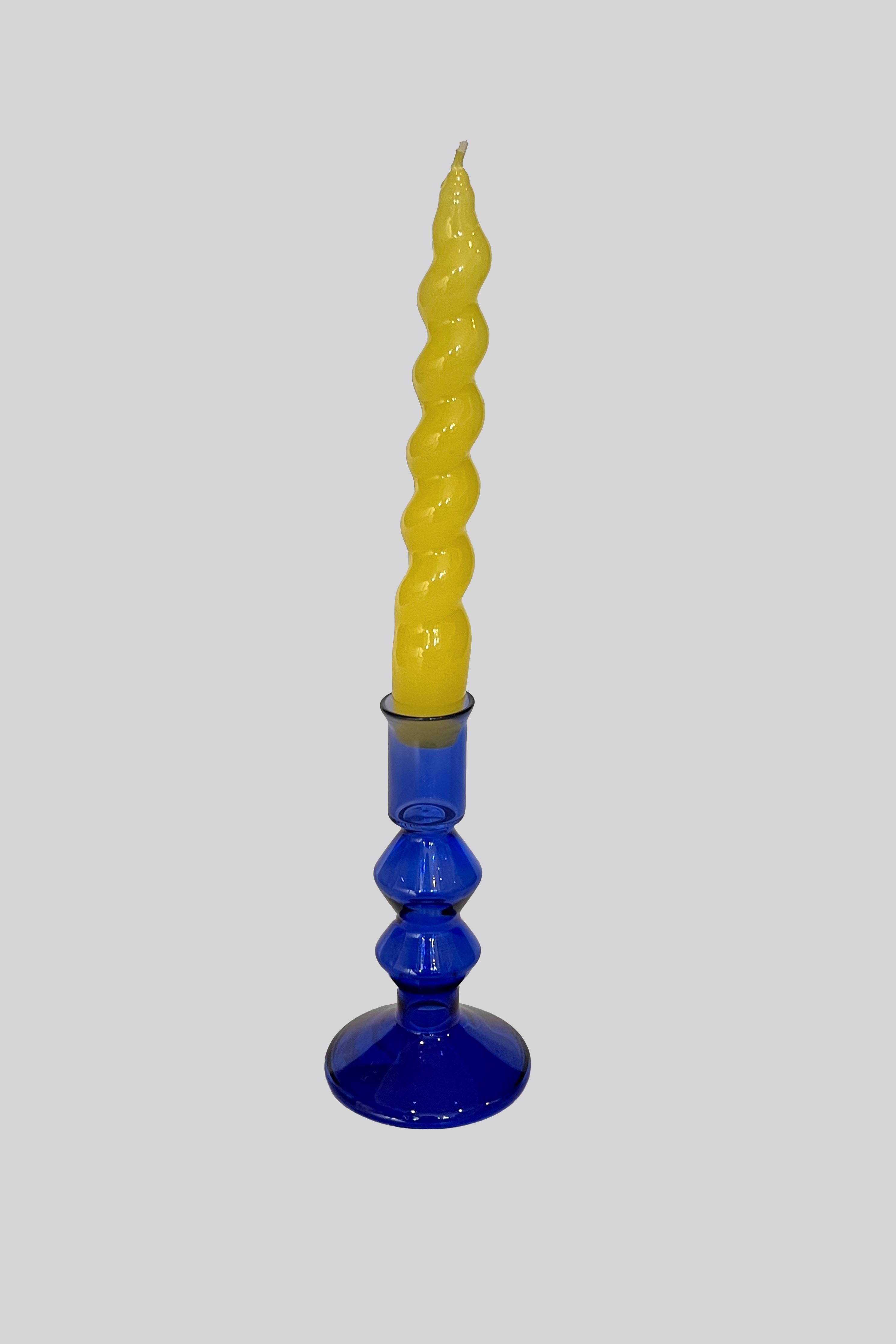 Marge Blue Glass Candlestick
