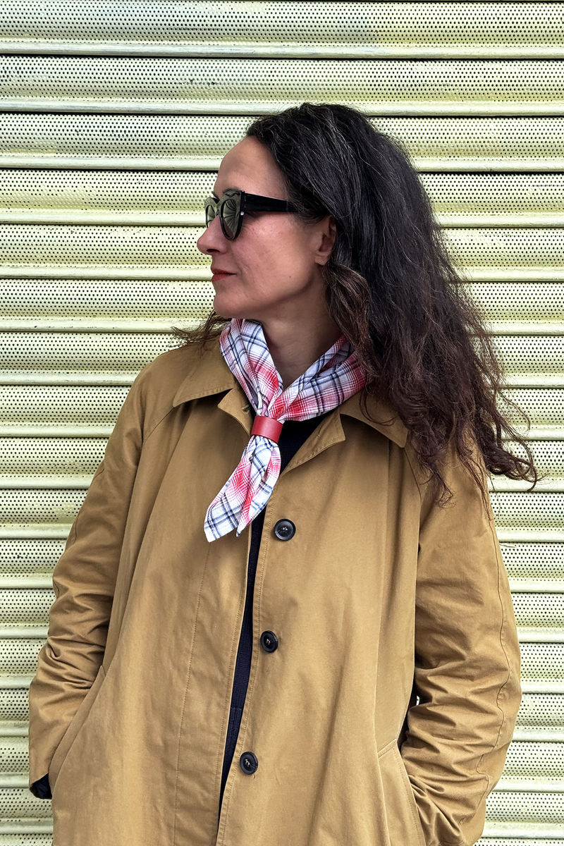 100% Cotton Scarf - Red, Blue & White Check