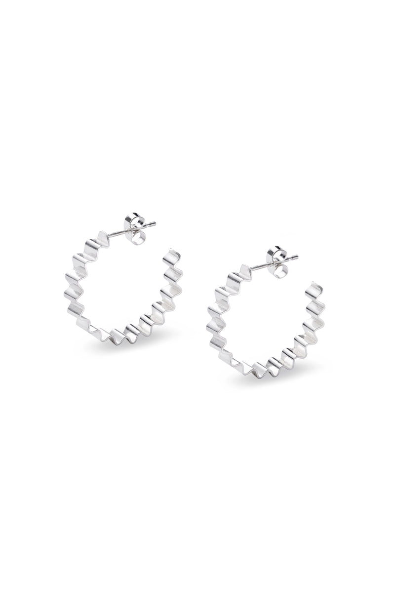 Classic Ondulée Recycled Silver Hoops by Olivia Taylor
