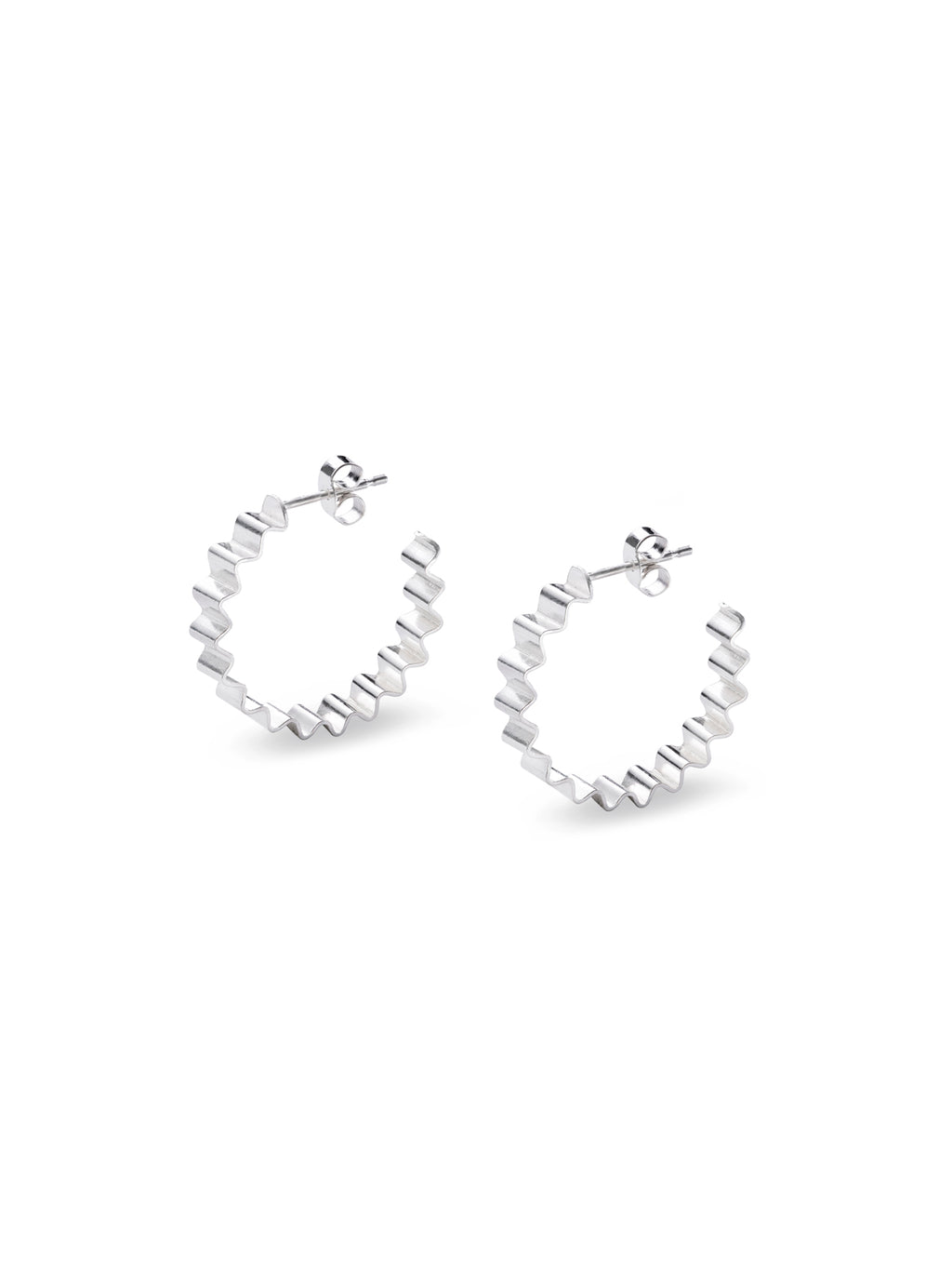 Classic Ondulée Recycled Silver Hoops by Olivia Taylor