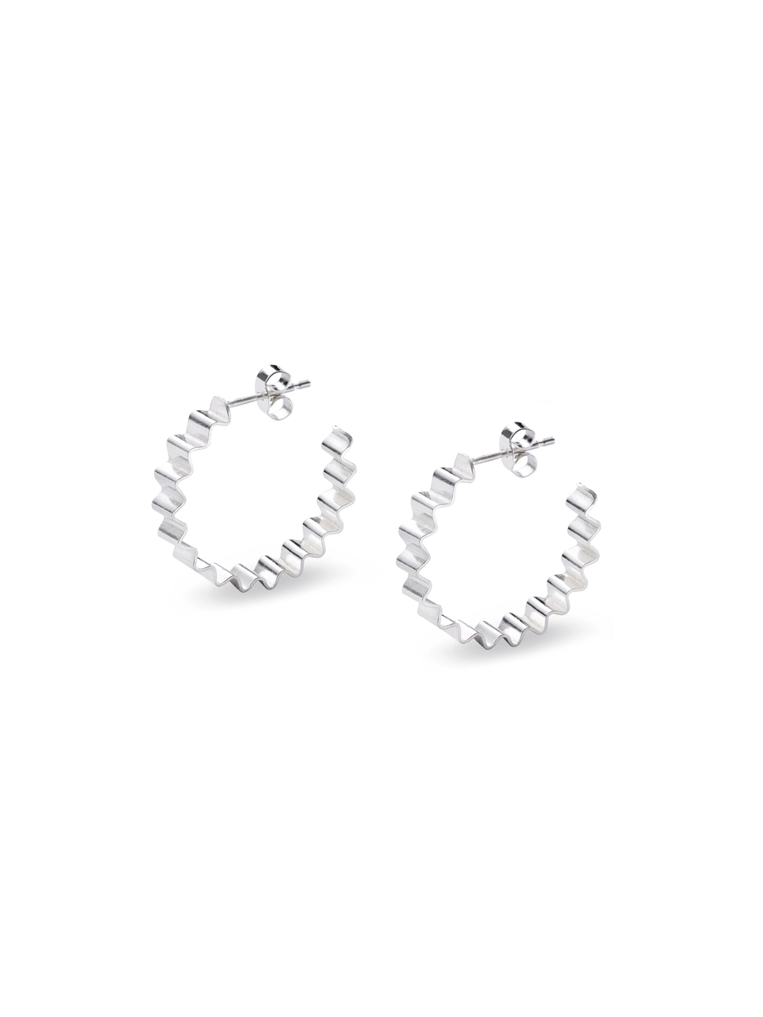 Classic Ondulée Recycled Silver Hoops by Olivia Taylor