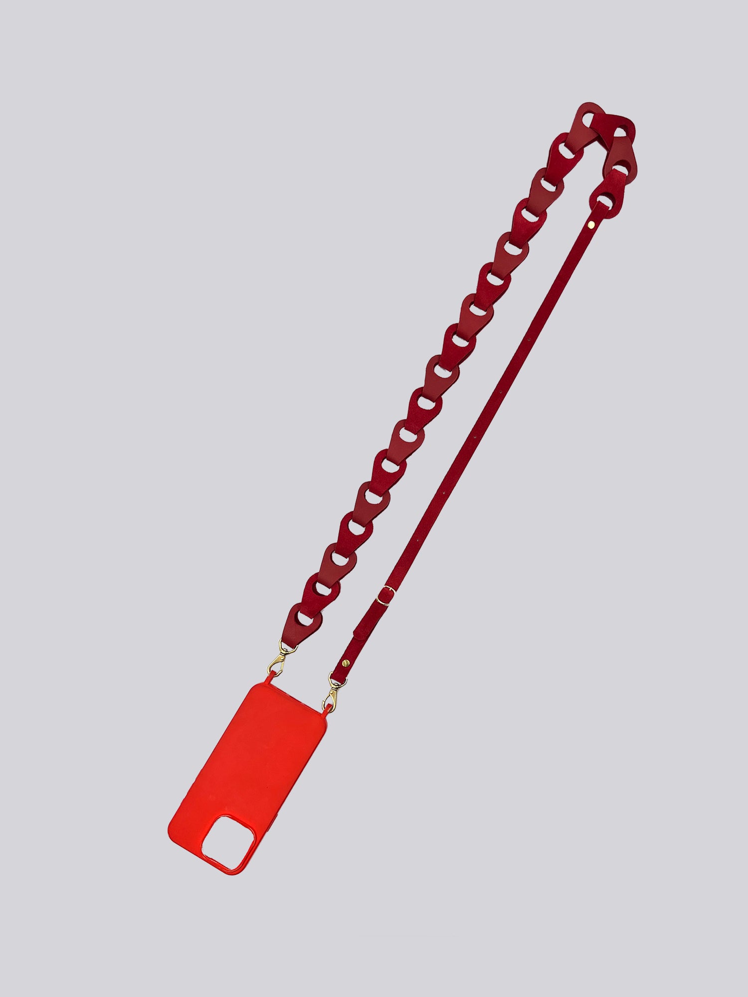 Crossbody Linked Phone Strap - Cherry Suede