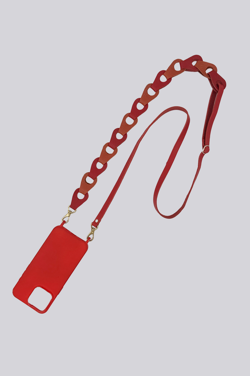 Linked Phone Strap - Grainy Red
