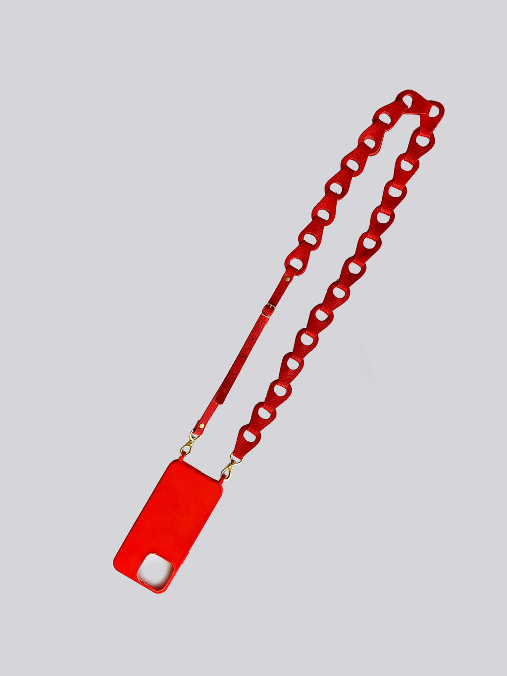 Crossbody Linked Phone Strap - Grainy Red
