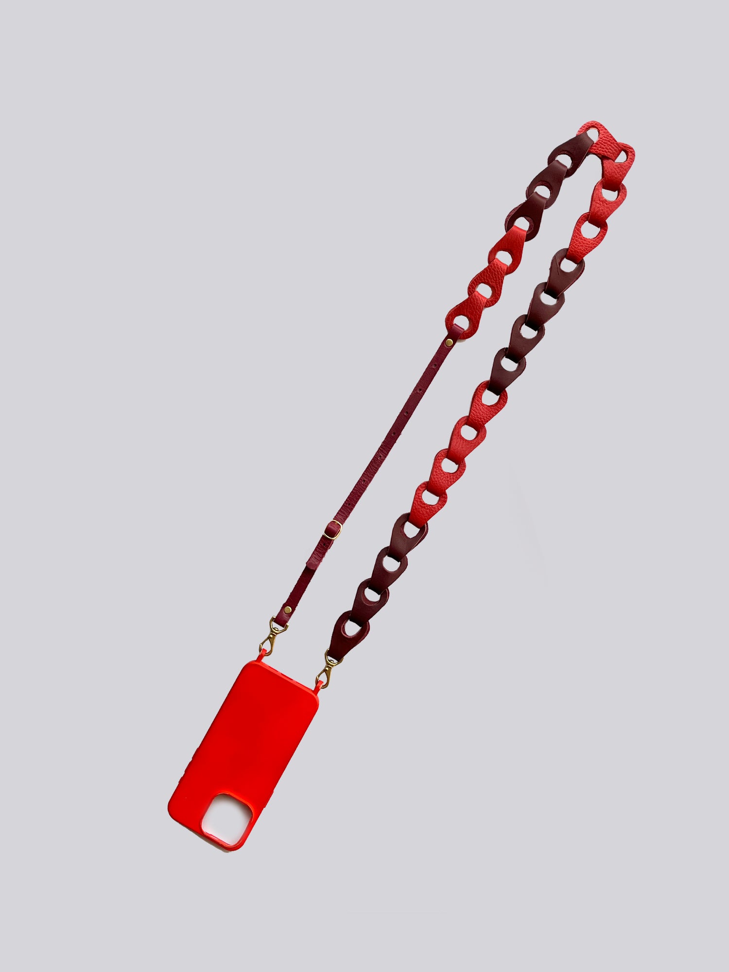 Crossbody Linked Phone Strap - Grainy Red & Merlot