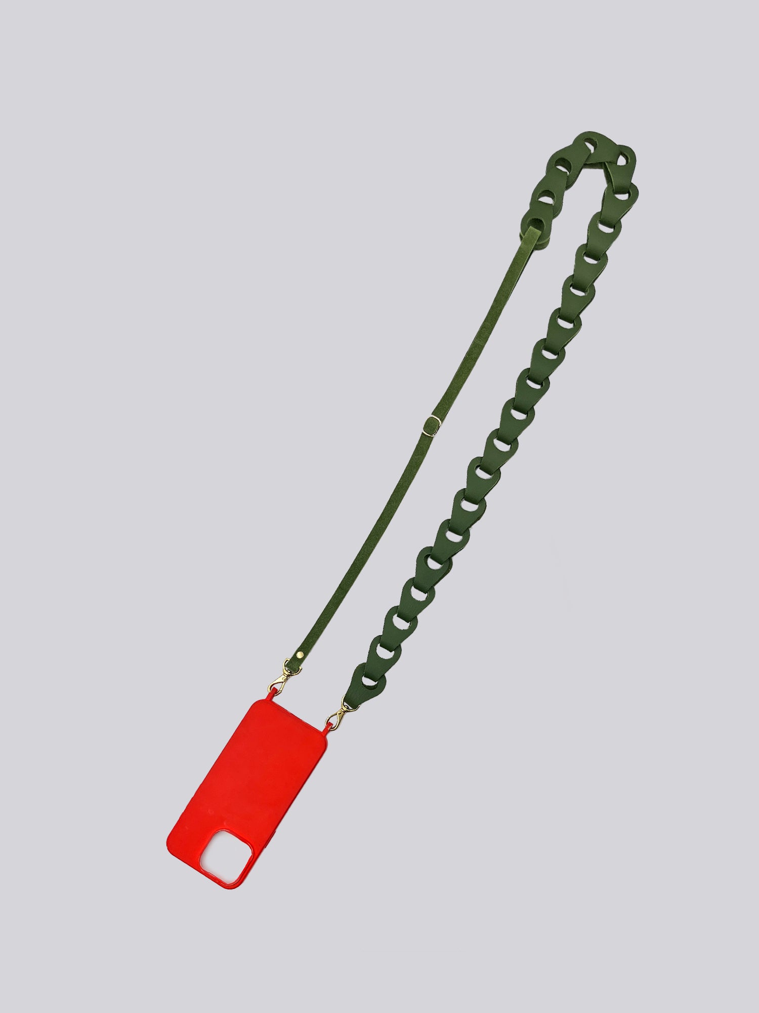 Crossbody Linked Phone Strap - Khaki Suede