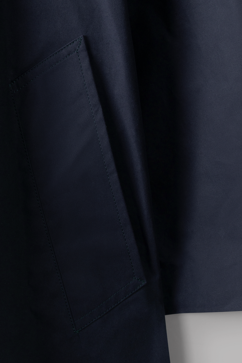 Water Resistant 100% Cotton Oilskin Overcoat - Navy