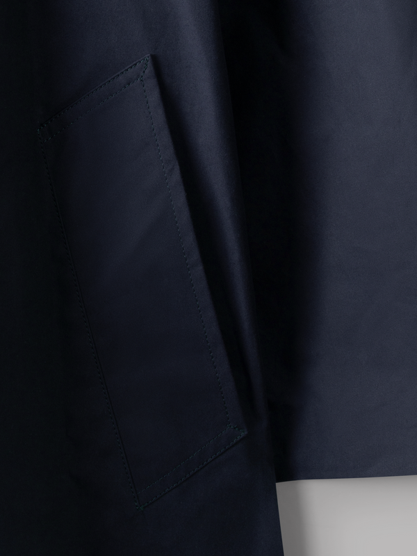 Water Resistant 100% Cotton Oilskin Overcoat - Navy