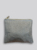 Fabric Pouch - Large Silver Woven