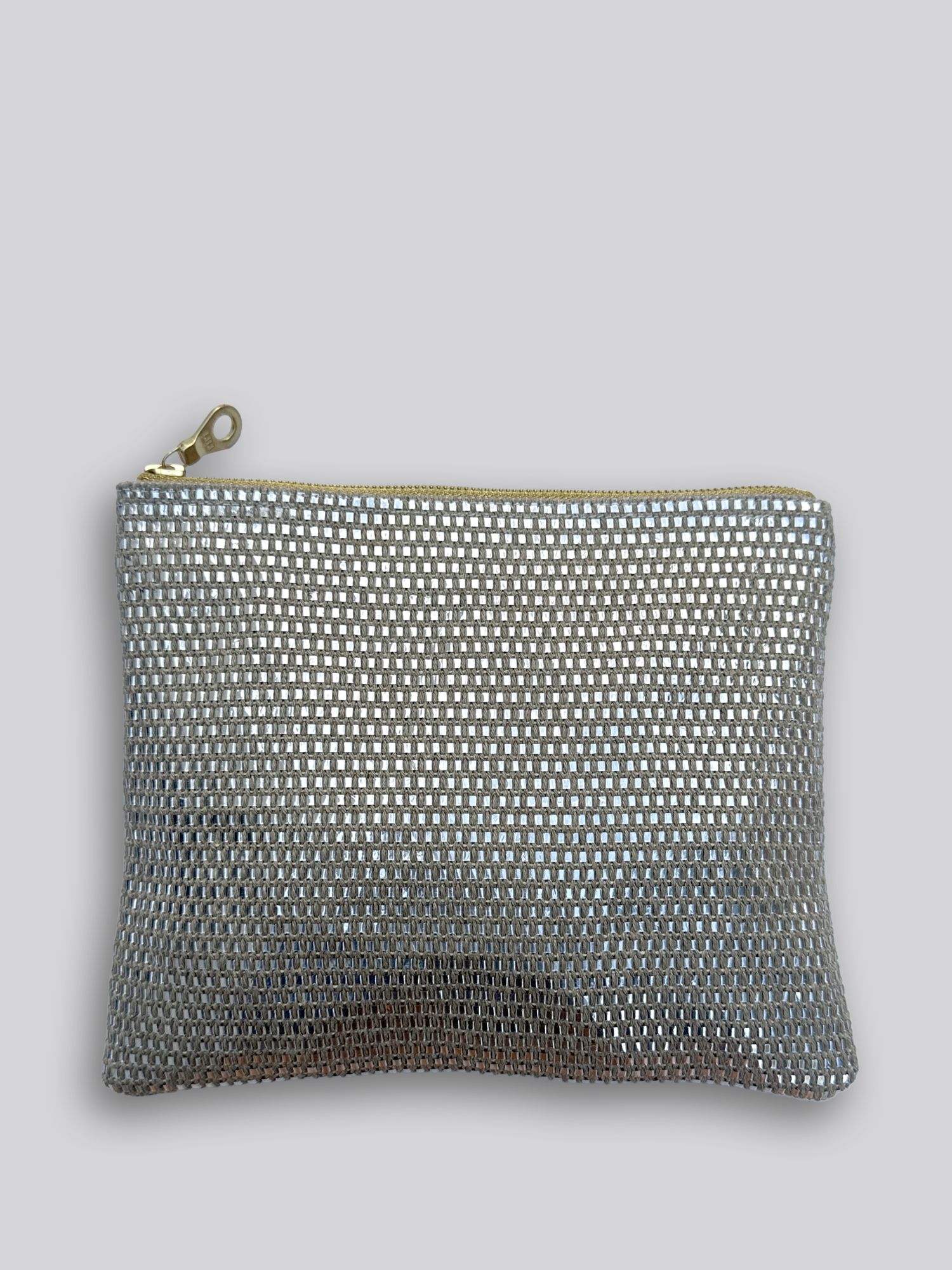 Fabric Pouch - Large Silver Woven
