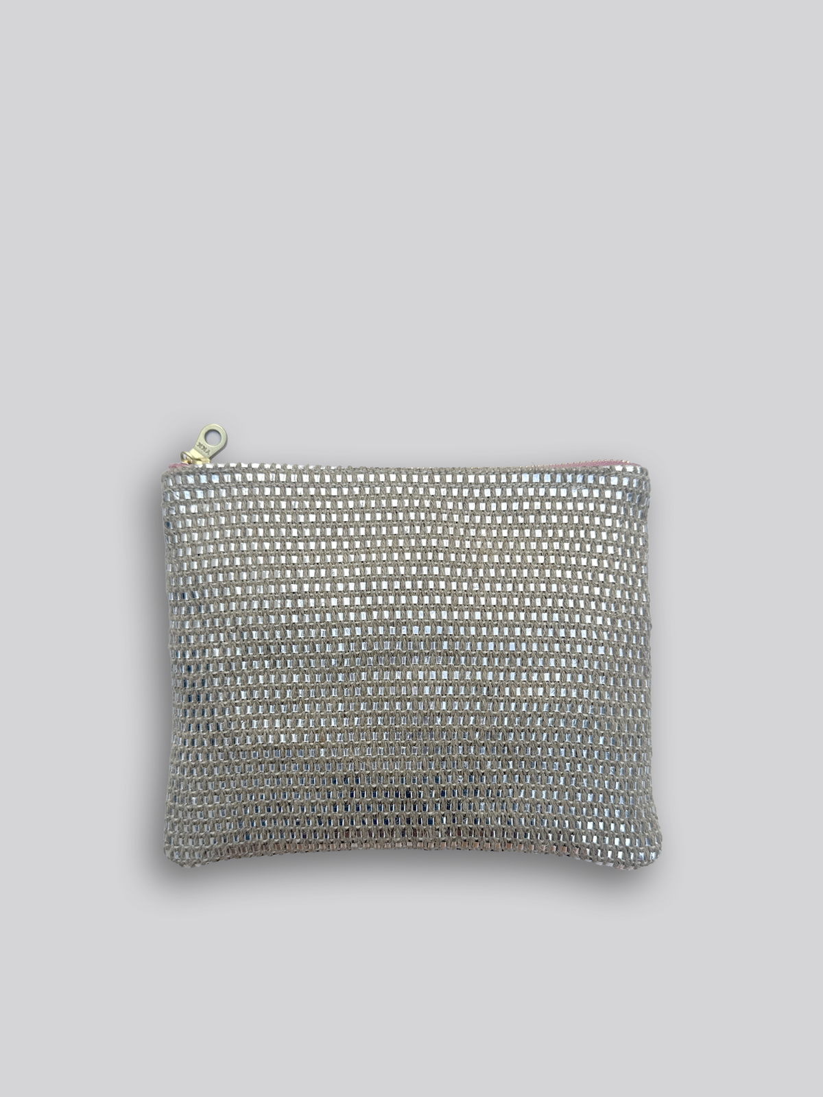 Fabric Pouch - Medium Silver Woven