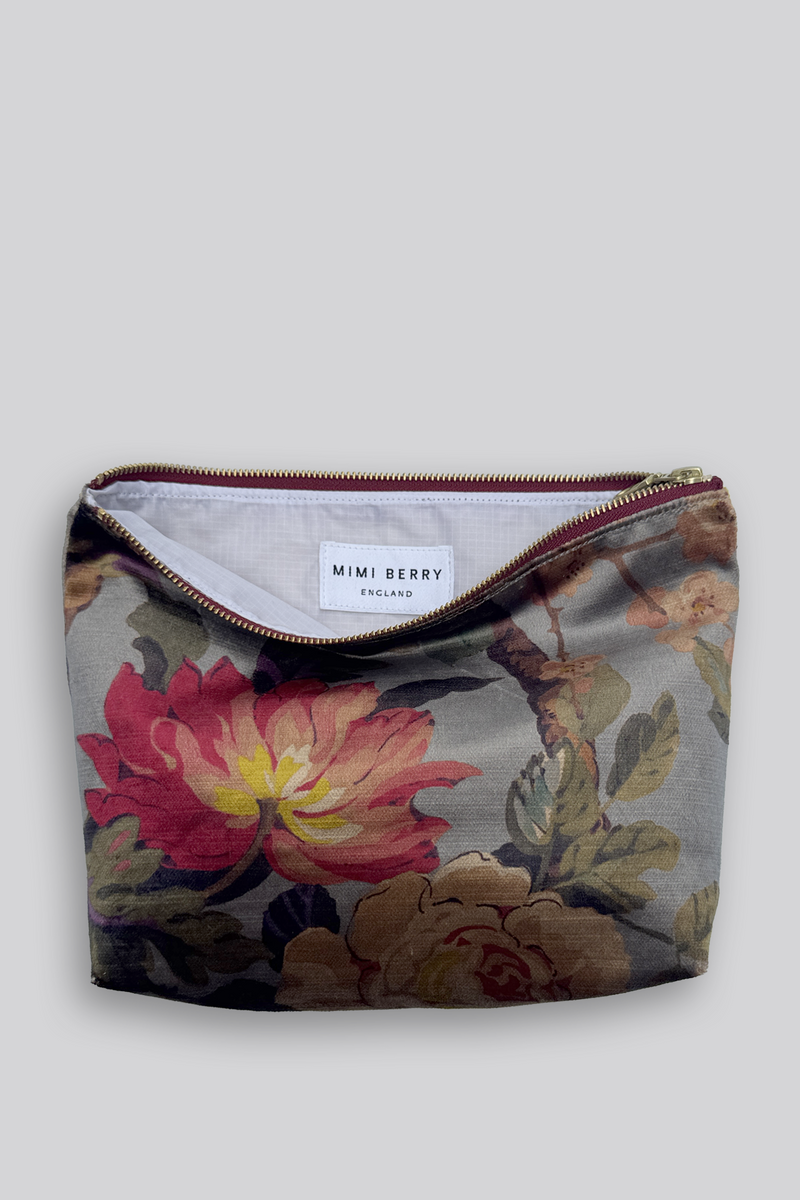 Large Fabric Pouch - Floral Velvet