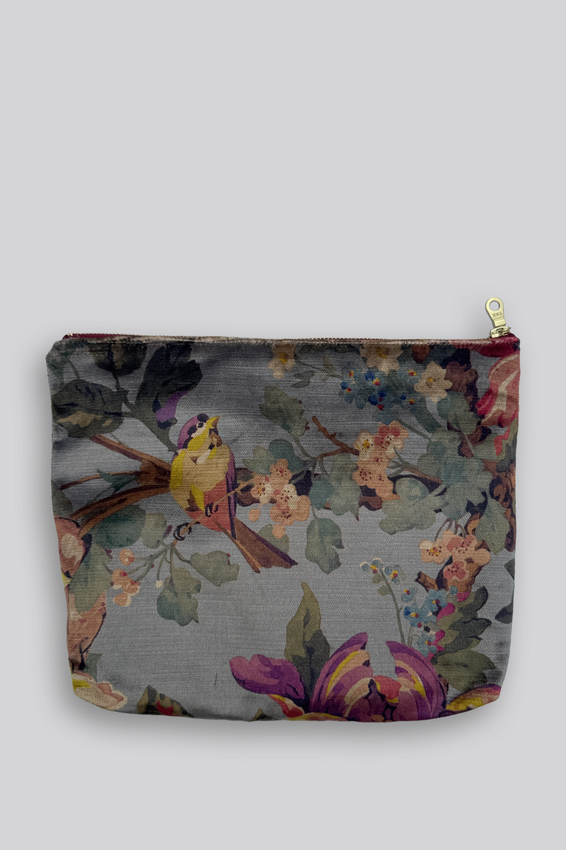 Large Fabric Pouch - Floral Velvet